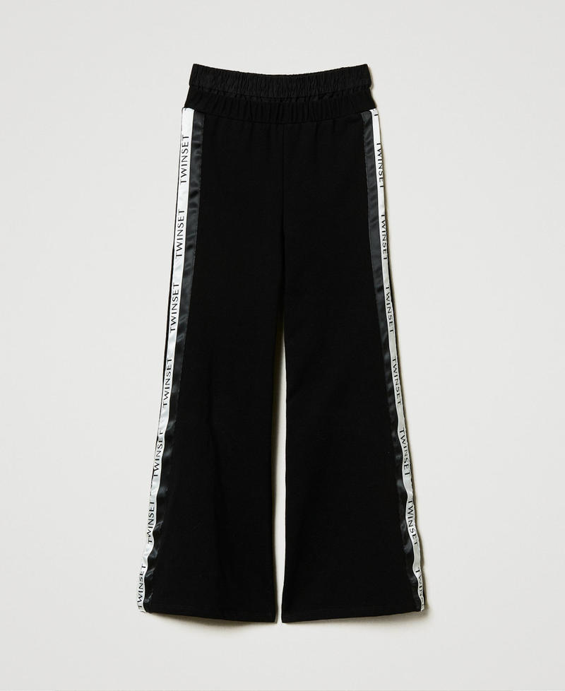 Plush fabric palazzo trousers with logo Black Girl 242GJ2334_00006_S0