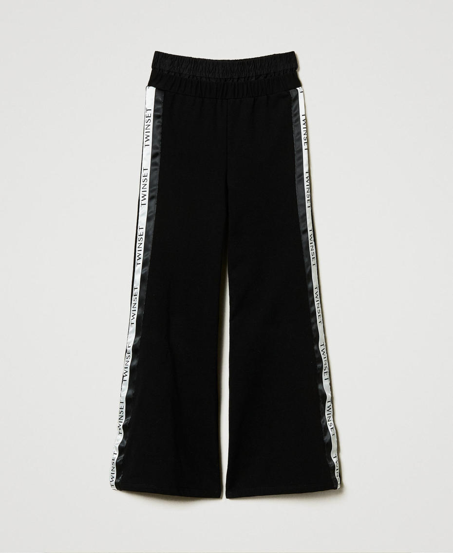 Plush fabric palazzo trousers with logo Black Girl 242GJ2334_00006_S0