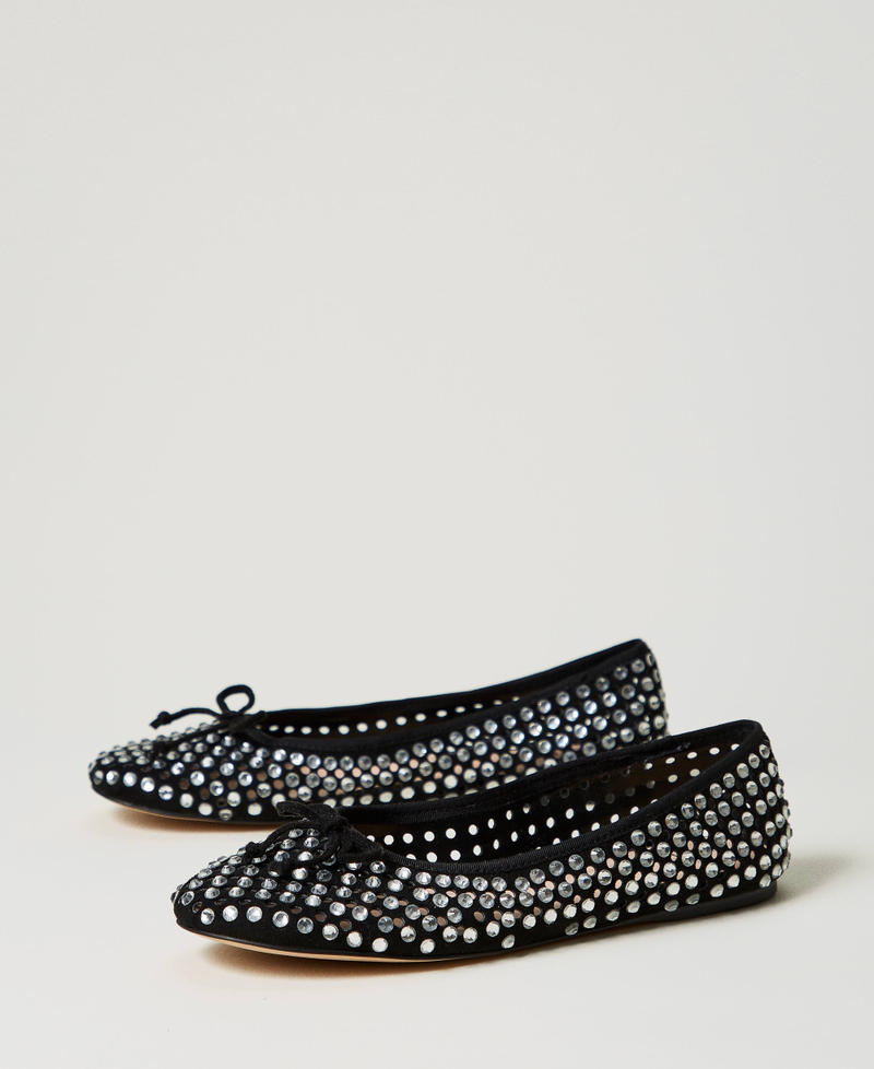 Ballet flats with all-over rhinestones Black Woman 251ACP016_00006_02