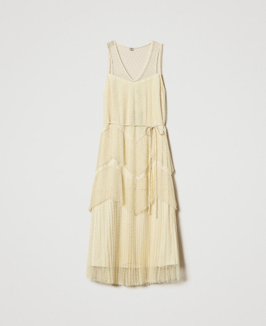 Long tulle dress with pleated flounces Vanilla Woman 251TP2511_12143_S0