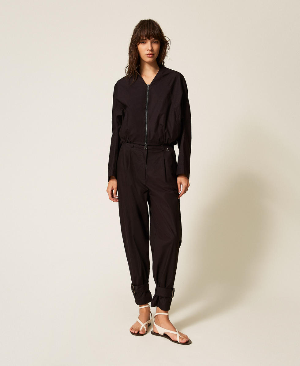 Bomber en popeline recycl&eacute;e Noir Femme 261AP2080_00006_01