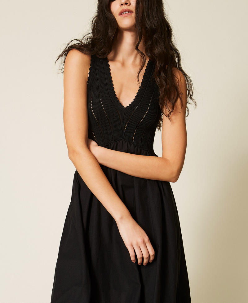 Langes Kleid mit Oberteil aus Strick Schwarz Frau 261LB3EDD_00006_PD
