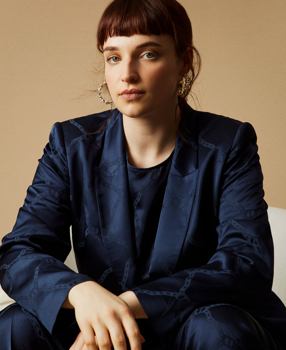 Giacca blazer con Oval T jacquard