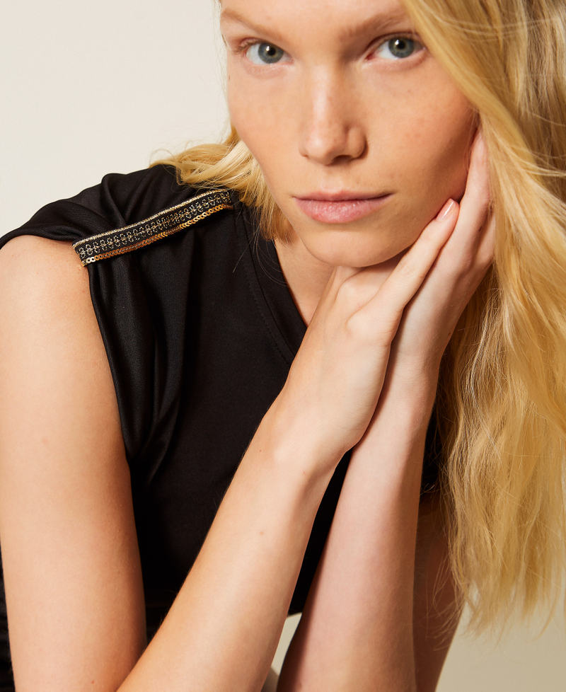 Short dress with sequin embroidery Black Woman 261LB2SBB_00006_05