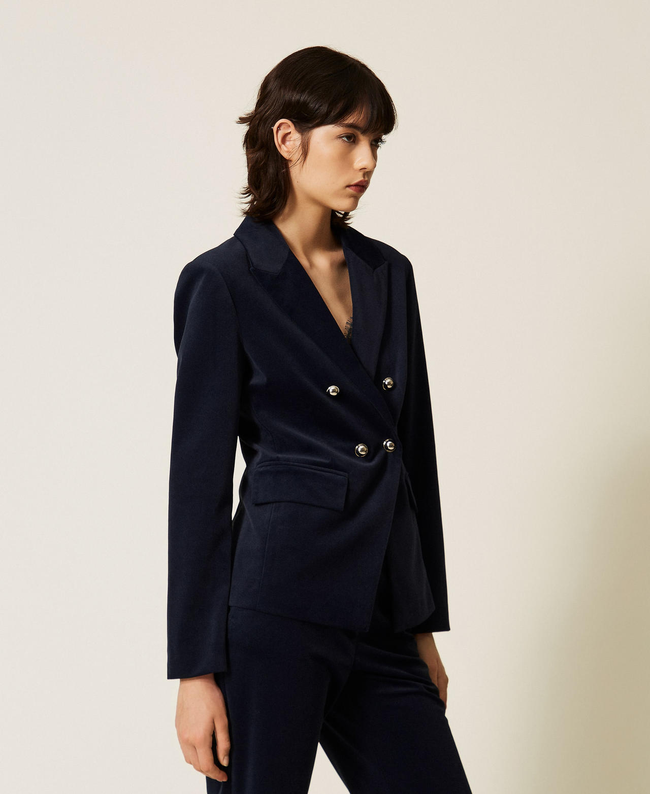 Velvet blazer Blue Paint Woman 262AP2270_13182_02