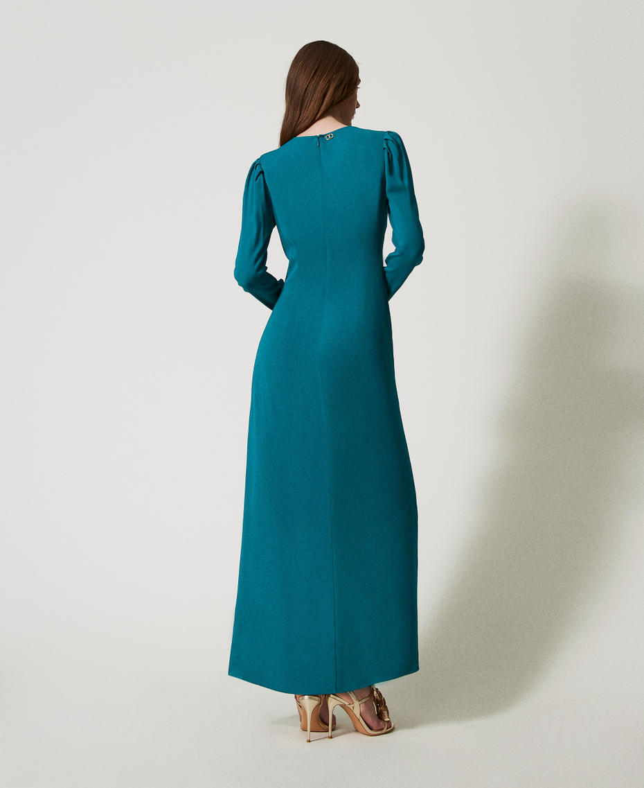 Robe longue en crêpe de Chine Dark Emerald Sea Femme 251TP2143_12293_03