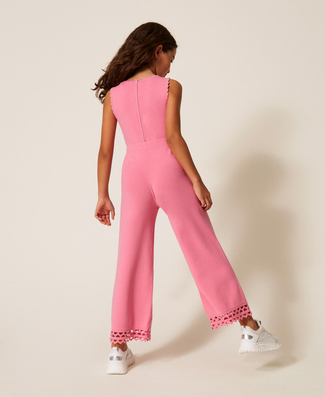Openwork knit jumpsuit with zig-zag pattern "Sunrise" Pink Girl 261GJ3Q41_07207_03
