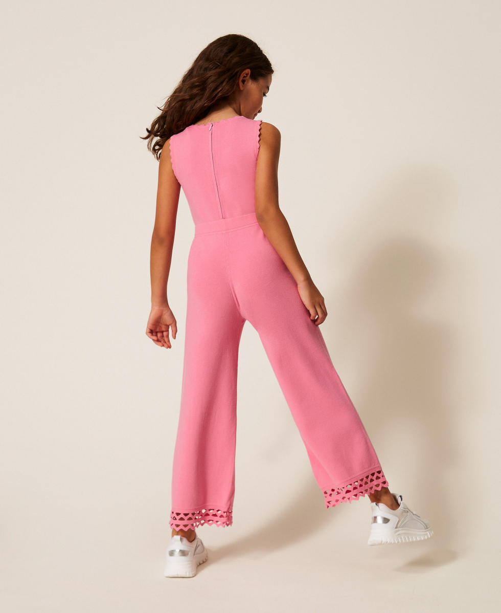 Combinaison en maille ajour&eacute;e avec motif zigzag Rose &laquo;&thinsp;Aurora Pink&thinsp;&raquo; Fille 261GJ3Q41_07207_03