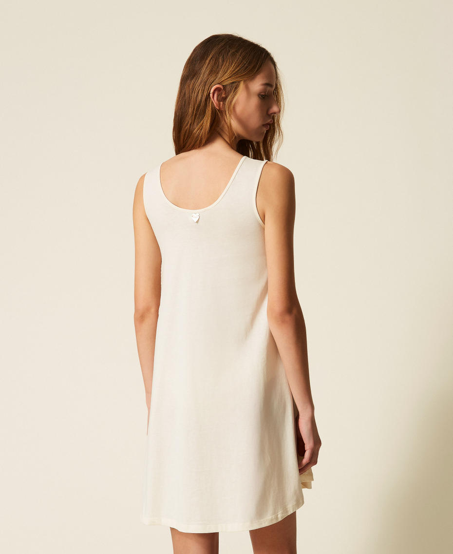 Maxi top avec broderie au crochet Blanc Vanille Femme 261LM2NKK_00145_03