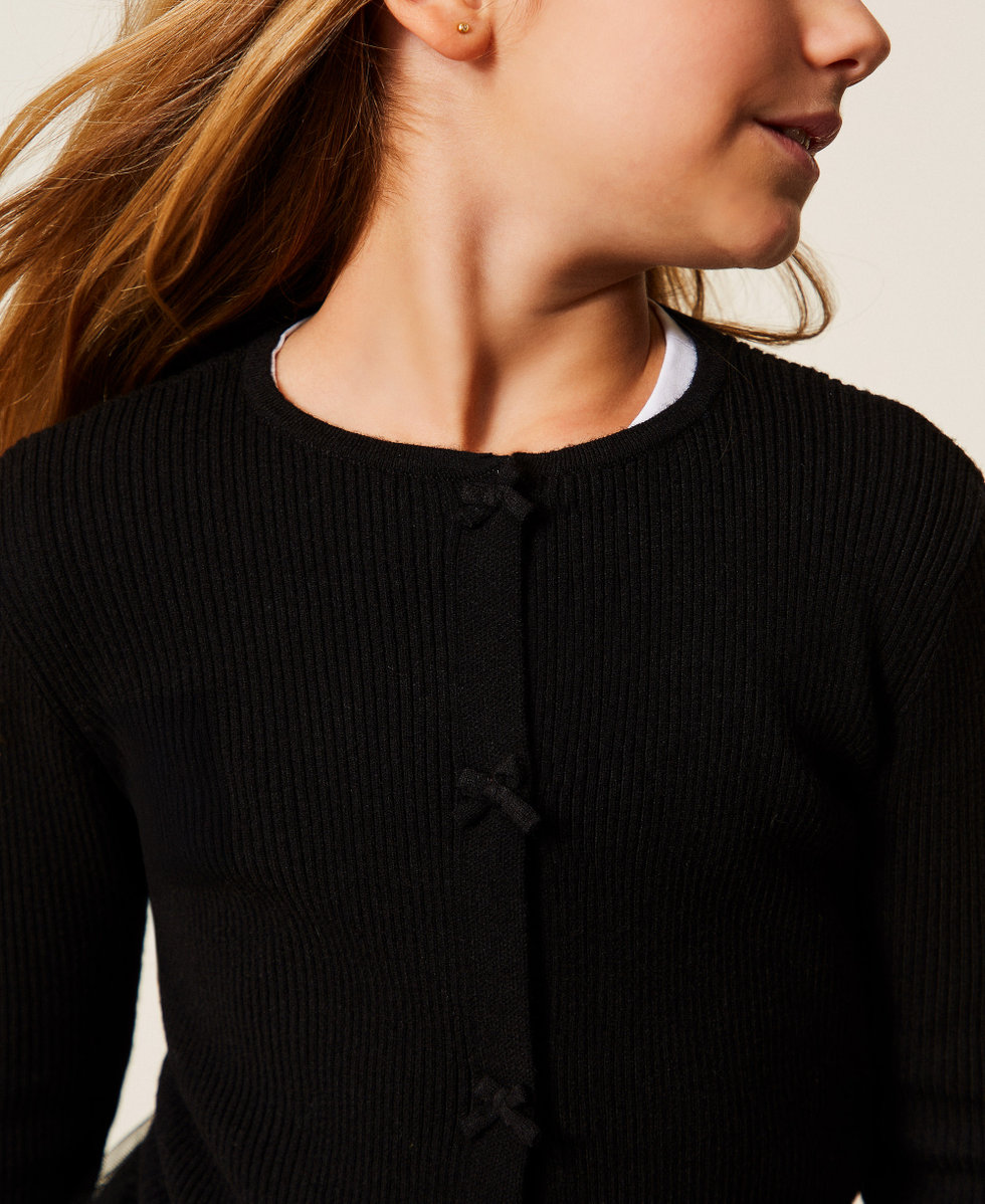 Cardigan baby in maglia con fiocchi Bambina, Nero | Milano