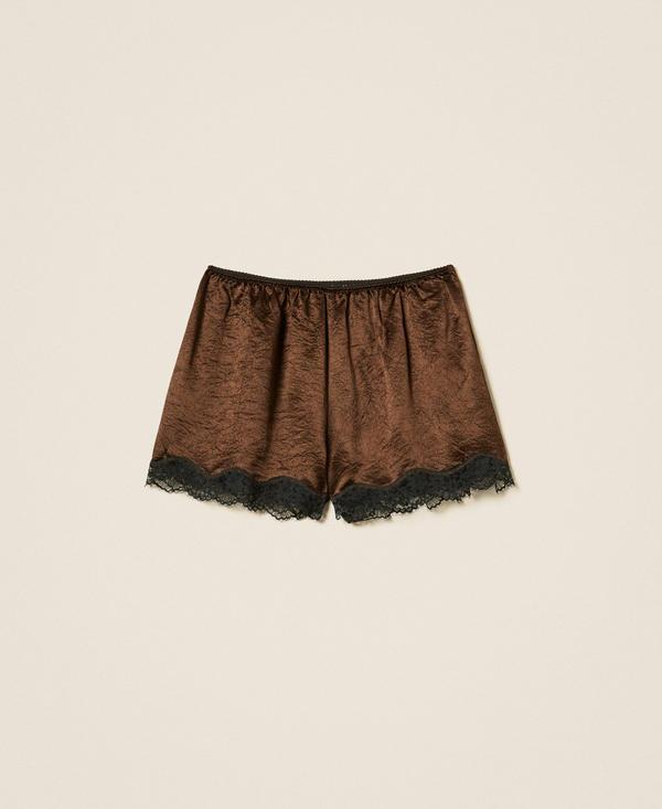 Shorts aus Satin mit Spitze