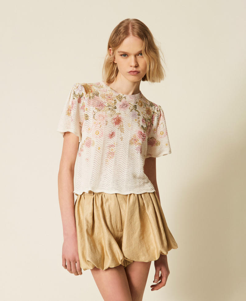 Pullover aus Leinenmischung mit Blumen Print Wildflowers Pastel Color Frau 261TT3221_13588_02