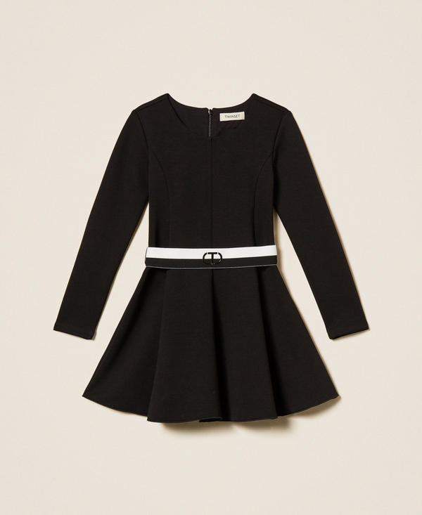 Short scuba dress with belt