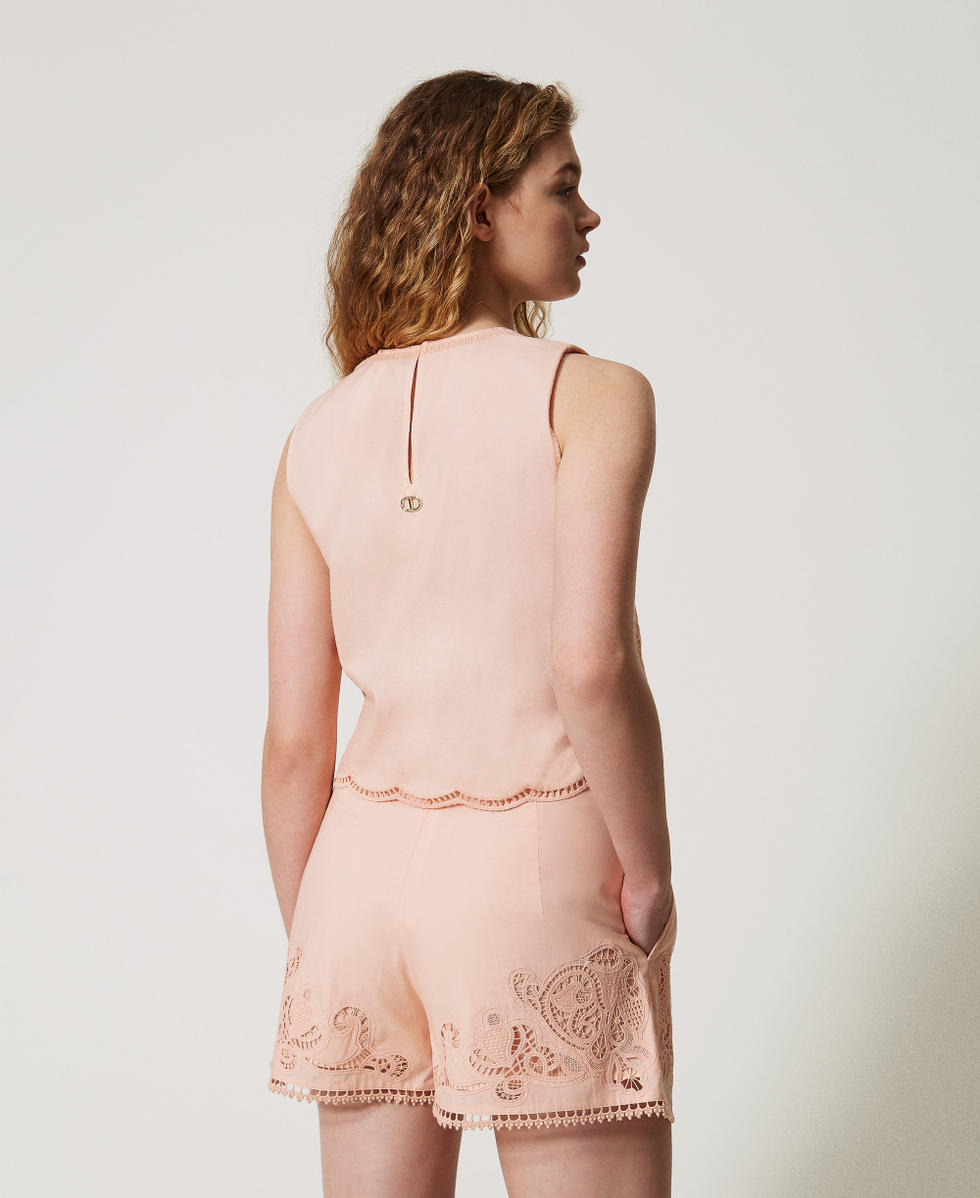 Top with openwork embroidery "Sahara Rose&rdquo; Pink Woman 251TT2165_06666_03
