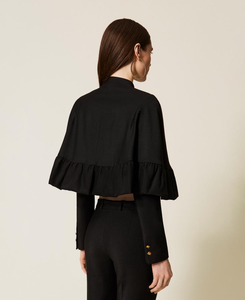 Wool blend cape jacket Black Woman 252TS2062_00006_03
