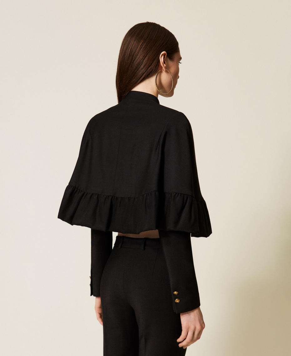 Wool blend cape jacket Black Woman 252TS2062_00006_03