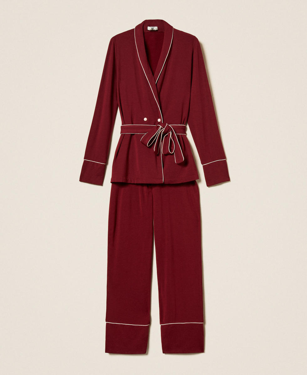 Pyjama masculin avec ceinture Bicolore Rouge &laquo;&nbsp;Red Wine&nbsp;&raquo;/Rose &laquo;&nbsp;Pink Dust&nbsp;&raquo; Femme 252LL2FAA_12861_S0