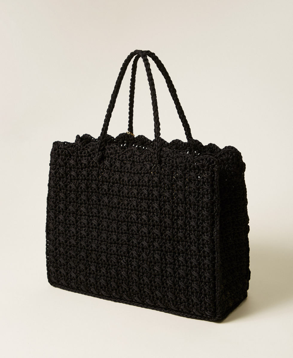 Bolso shopper de ganchillo con charms Negro Mujer 261TB7510_00006_03