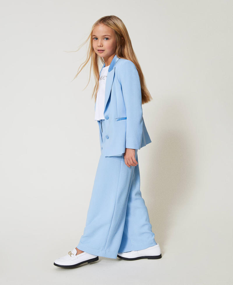 Crêpe and satin blazer Light Paper Blue Girl 251GJ2QNA_12148_02