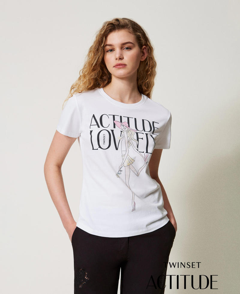 Printed t-shirt with logo Papers/Lovely Girl Print Woman 251AX2121_12490_PA