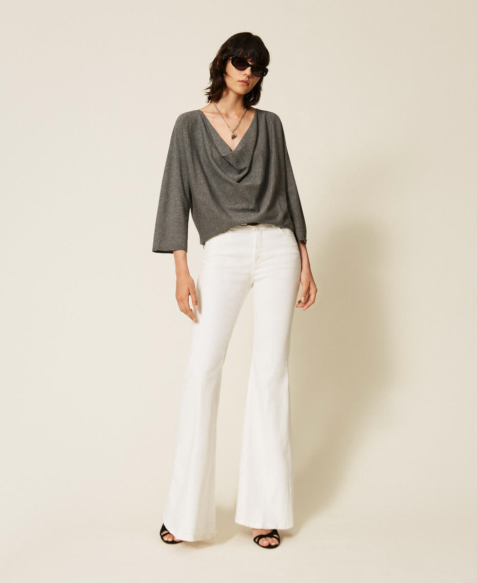 Dual-use maxi jumper Mid Grey Melange Woman 262TP3Q11_12838_T0