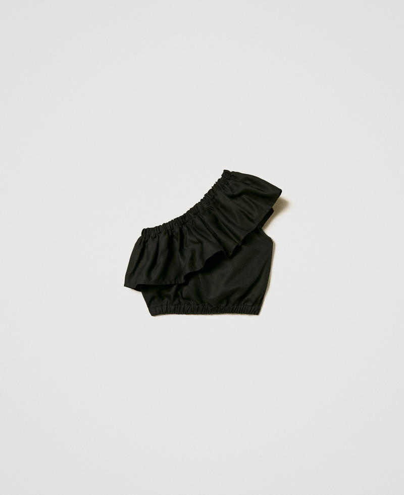 Slated shoulder top with flounce Black Girl 251GJ2463_00006_S1