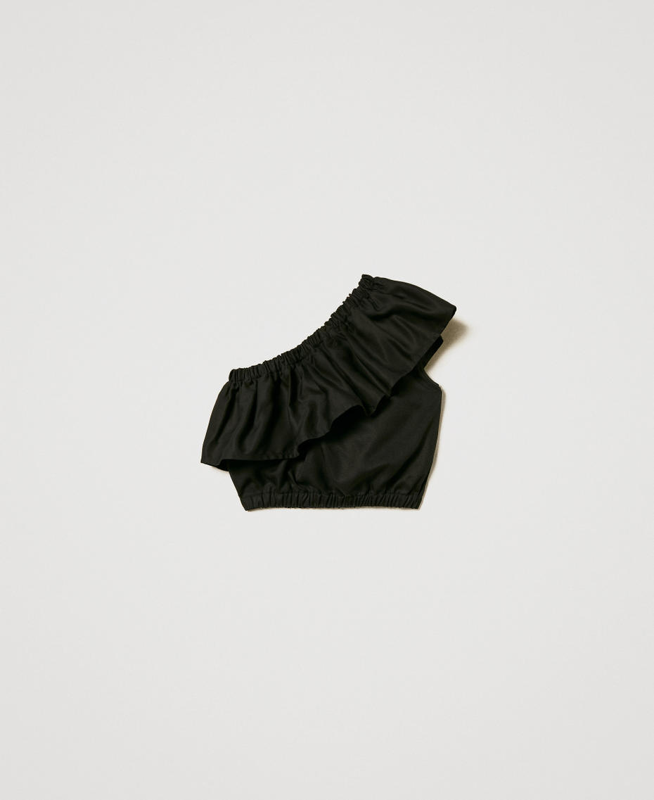 Slated shoulder top with flounce Black Girl 251GJ2463_00006_S1