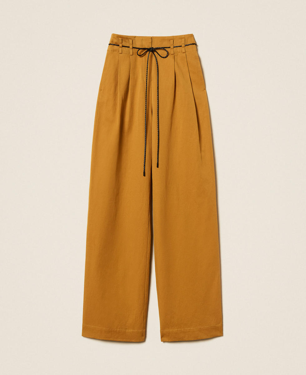 Pantaloni ampi in gabardina