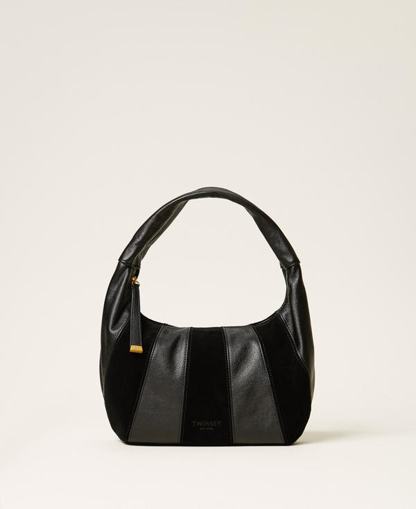 Hobo-Tasche aus Veloursleder und Leder