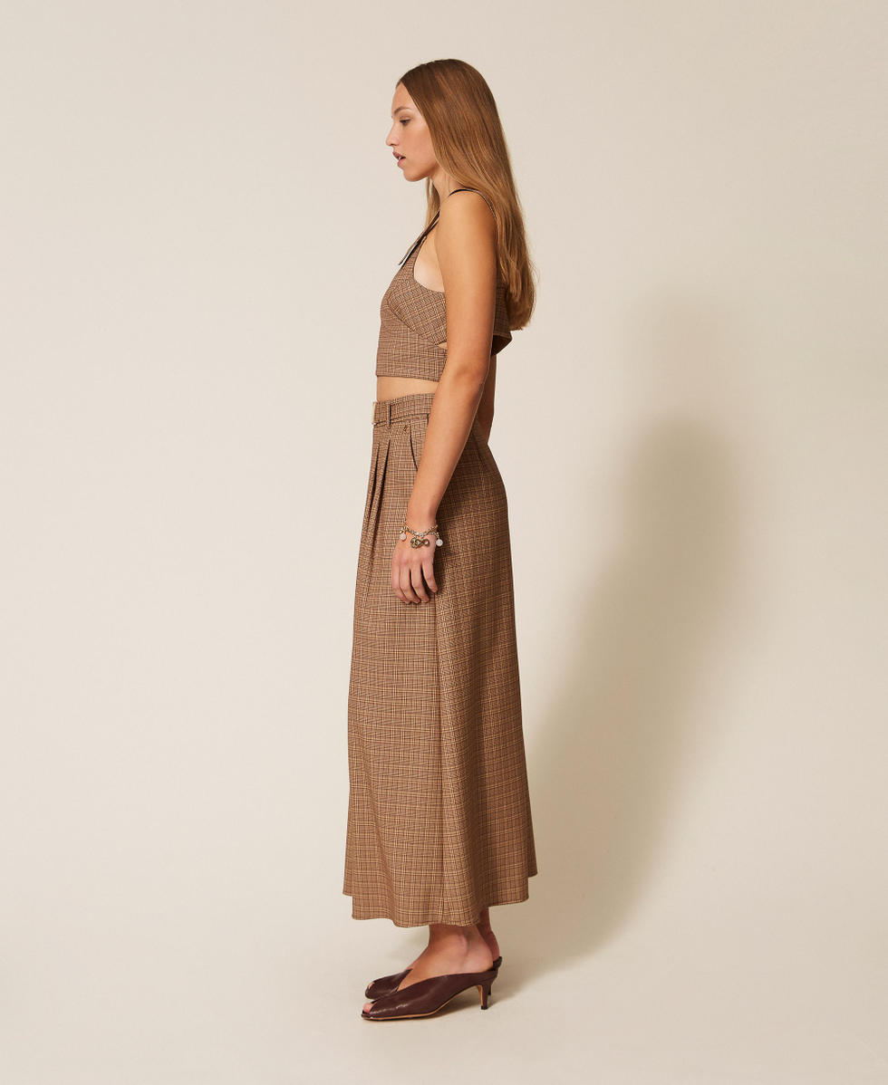 Jupe longue en prince de Galles Chocolate Lab Prince de Galles Femme 261AP2283_13310_02