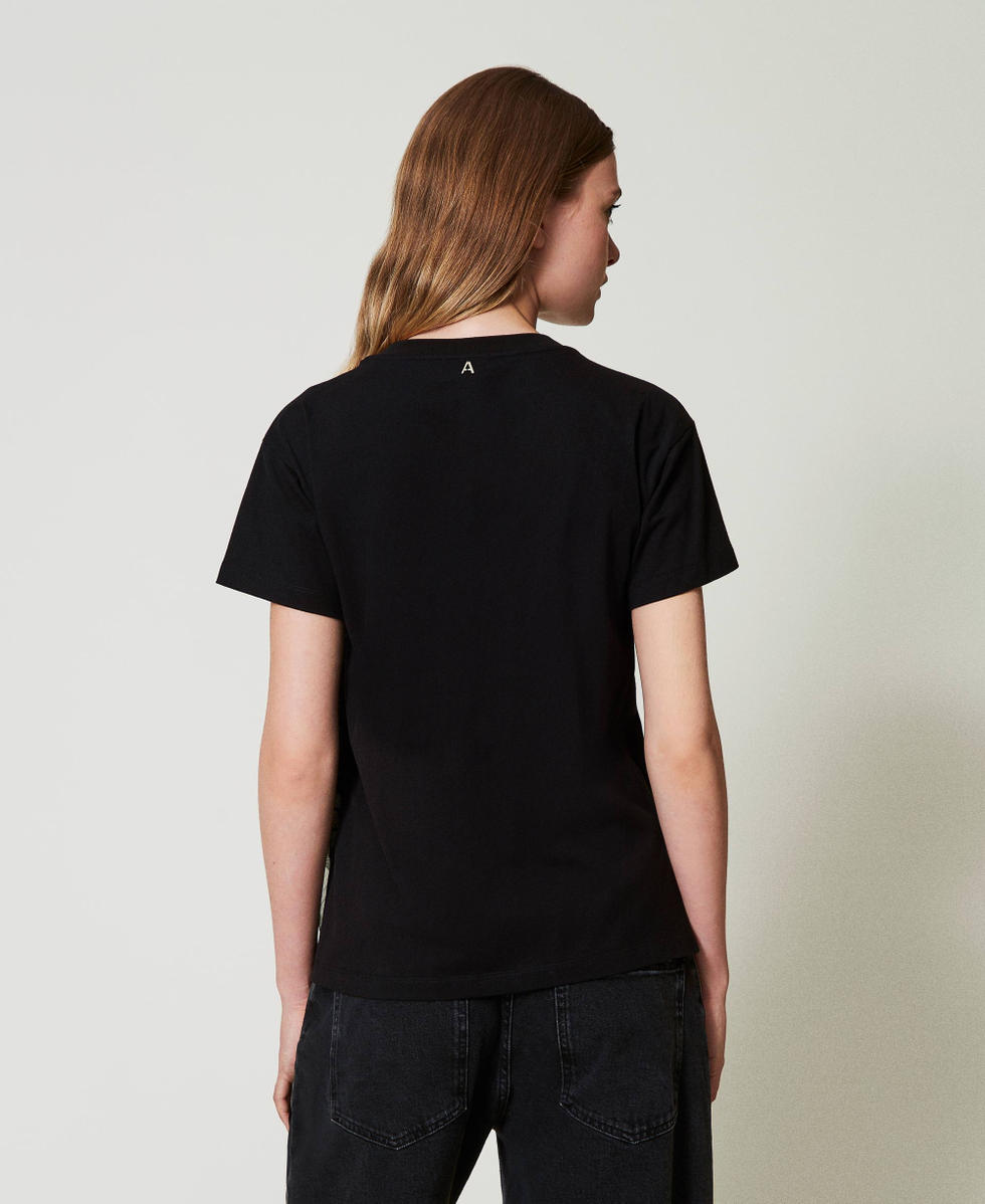 T-shirt con volant in creponne Nero Donna 242AT2121_00006_03