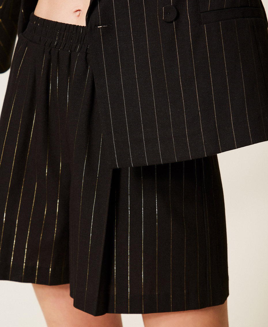 Lurex pinstripe shorts Black Woman 261LB2QHH_00006_04
