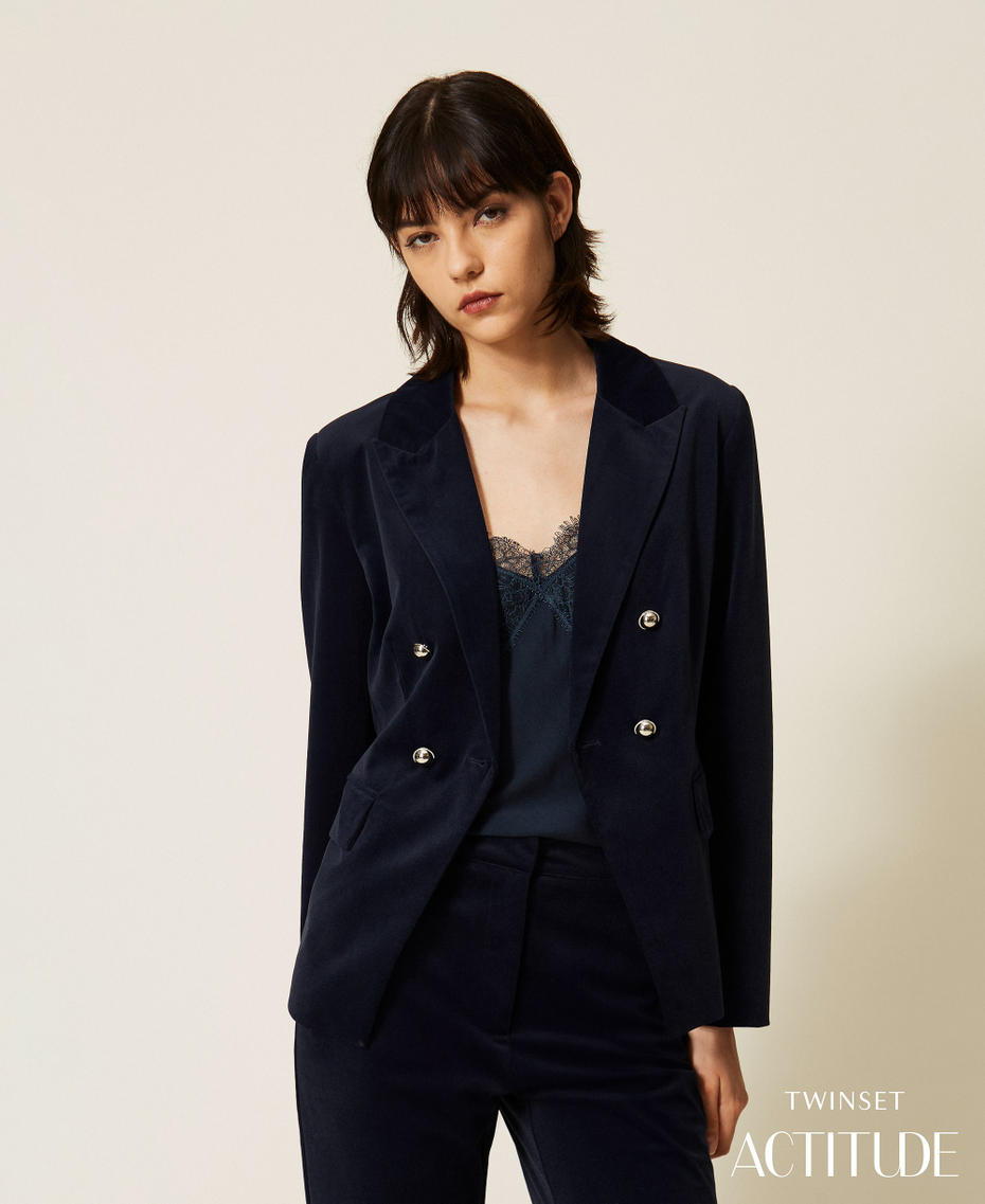 Velvet blazer Blue Paint Woman 262AP2270_13182_PA