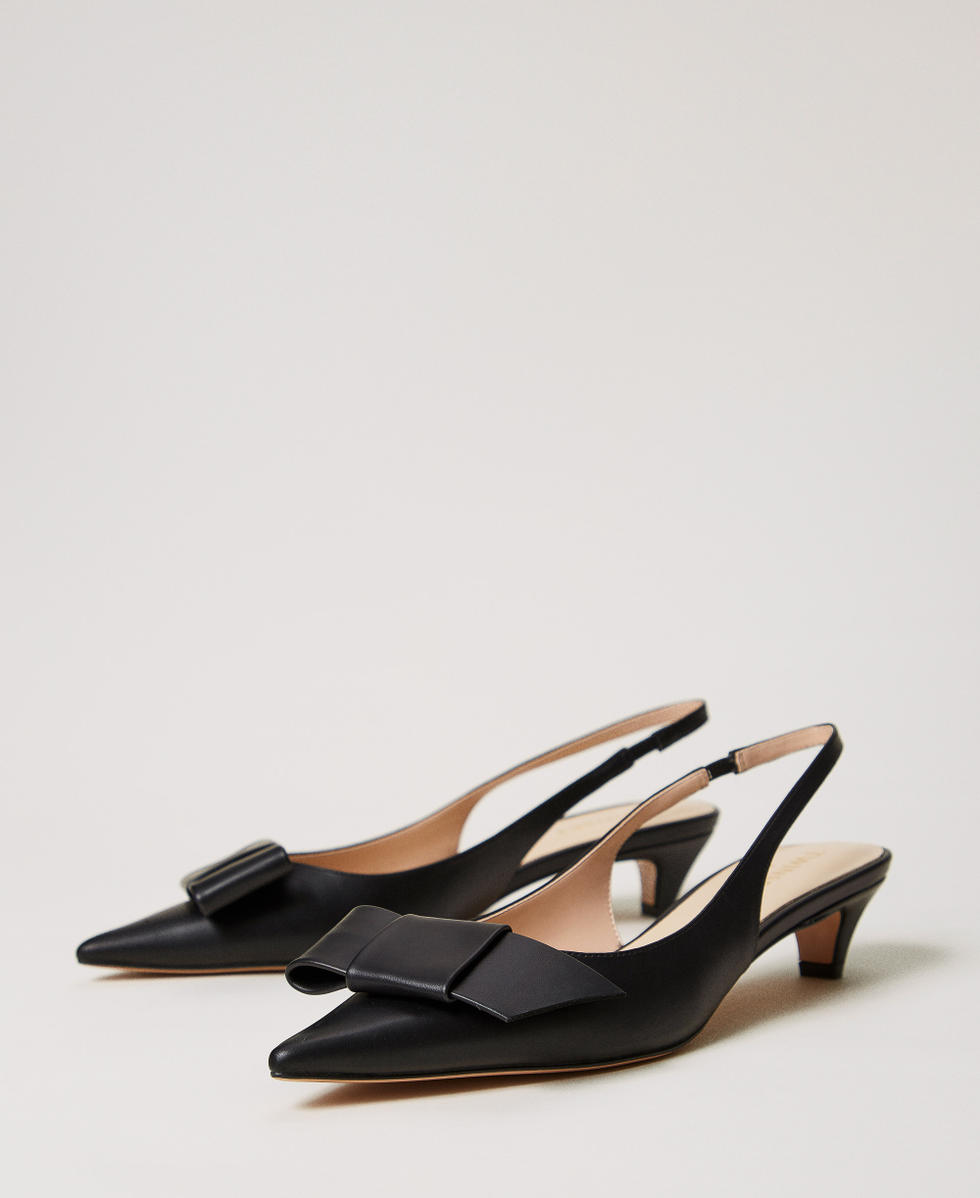 Sling back court shoes with bow Black Woman 251TCP090_00006_02