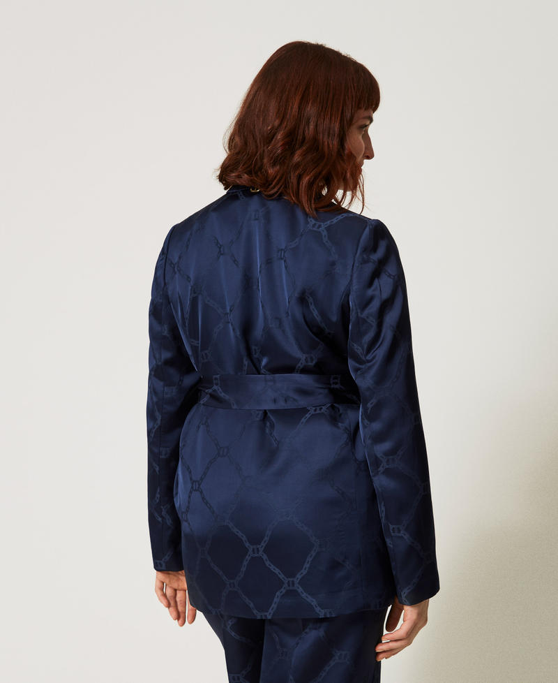 Blazer with jacquard Oval T Indigo Woman 251TP2010_00384_03