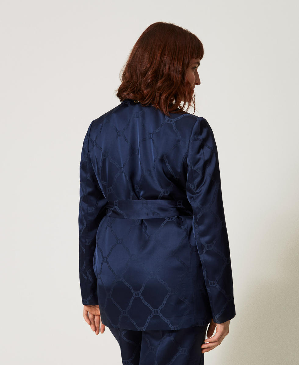 Chaqueta blazer con Oval T jacquard &iacute;ndigo Mujer 251TP2010_00384_03
