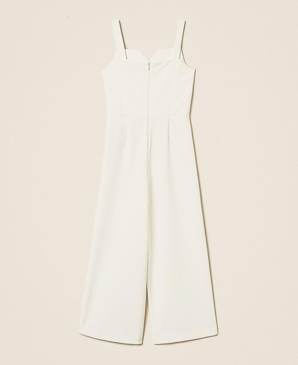 Zweireihiger Jumpsuit aus Cr&ecirc;pe Mattwei&szlig; M&auml;dchen 261GJ2Q50_00526_S1