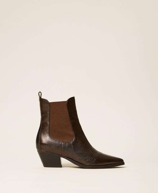 Short leather cow boots with elastics