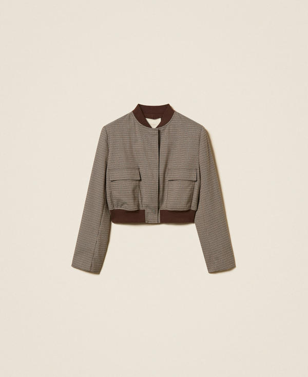 Bomber in pied-de-poule con tasche