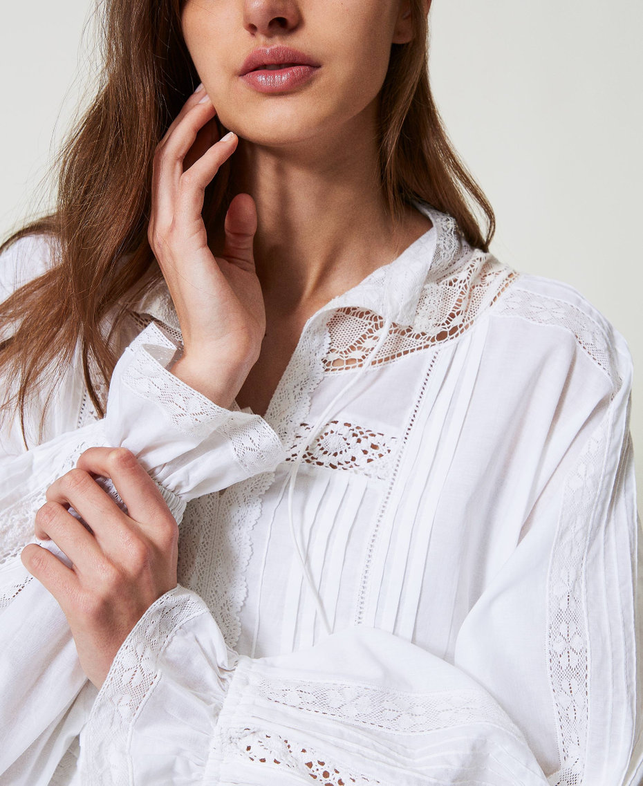 Short muslin dress with embroidery White Snow Woman 251TP2380_00282_04