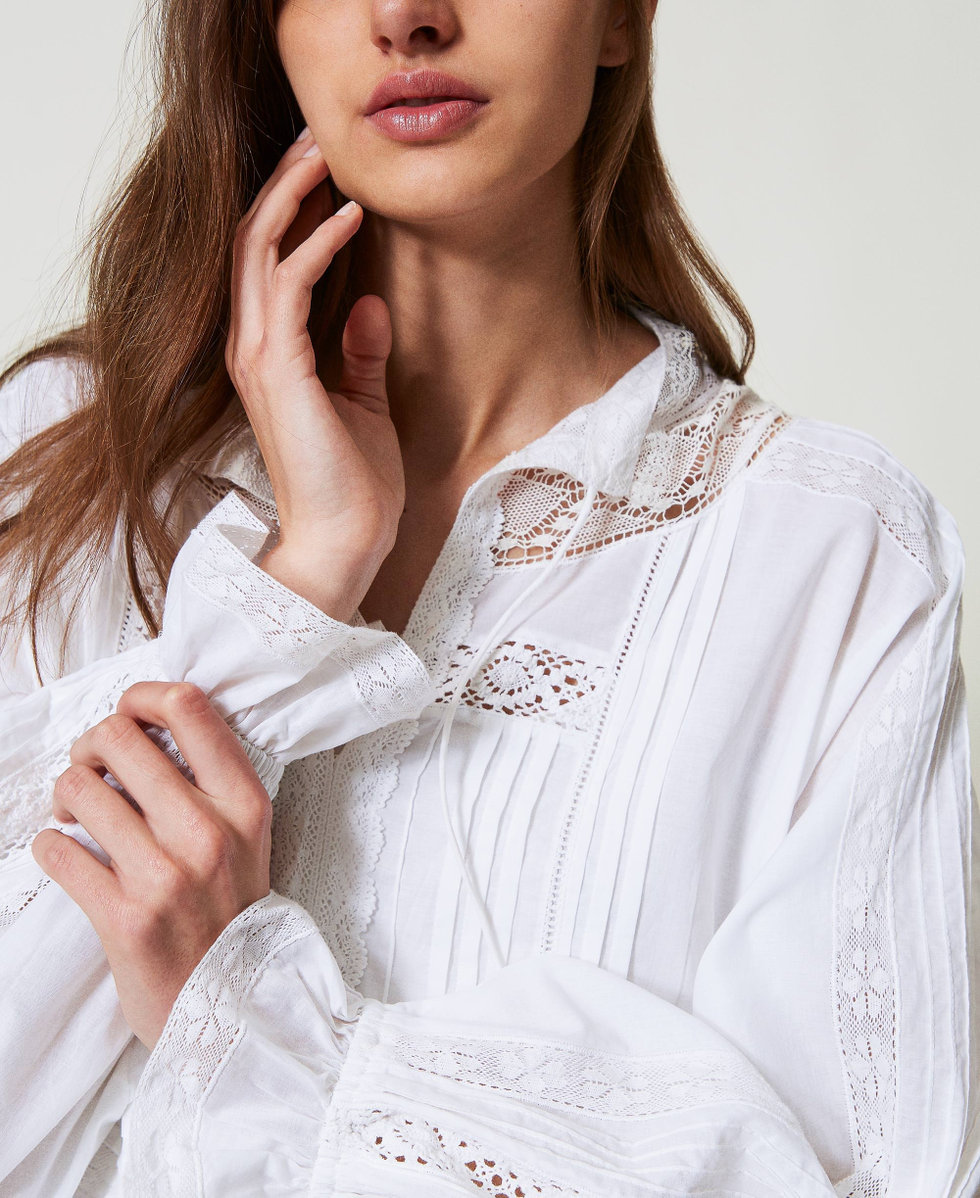 Short muslin dress with embroidery White Snow Woman 251TP2380_00282_04