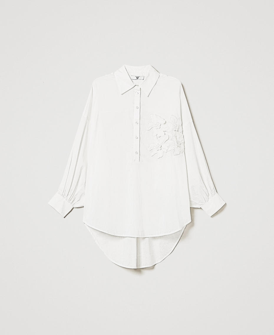 Muslin blouse with embroidered flowers Sugar White Woman 251LM2PBB_00632_S0