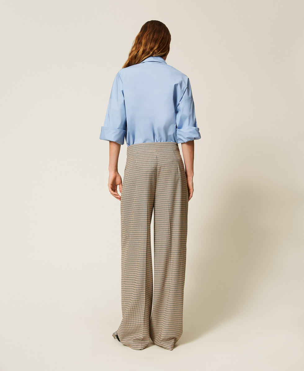 Houndstooth palazzo trousers Natural Houndstooth Woman 252AP2244_12667_02