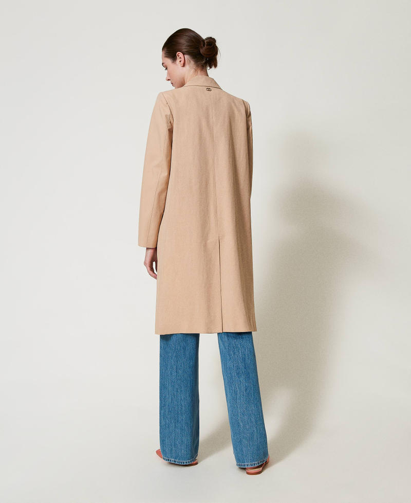 Double-breasted trench coat with logo buttons Rope Beige Woman 251TP2210_12145_03