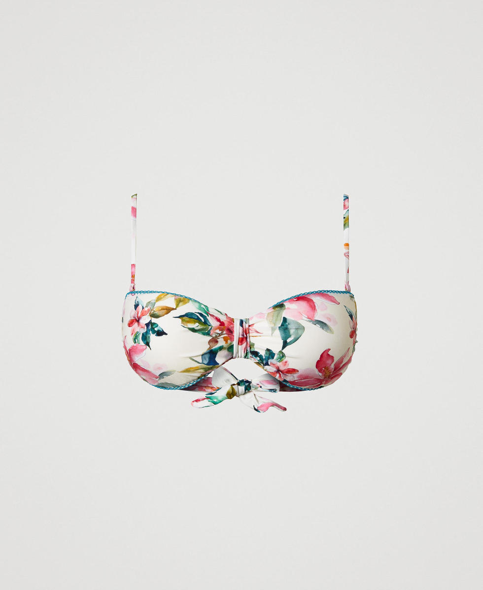 Bandeau-Bikinitop mit Blumenprint Blumenprint Perlmutt / Multicolor Frau 251LBMT11_12194_S0
