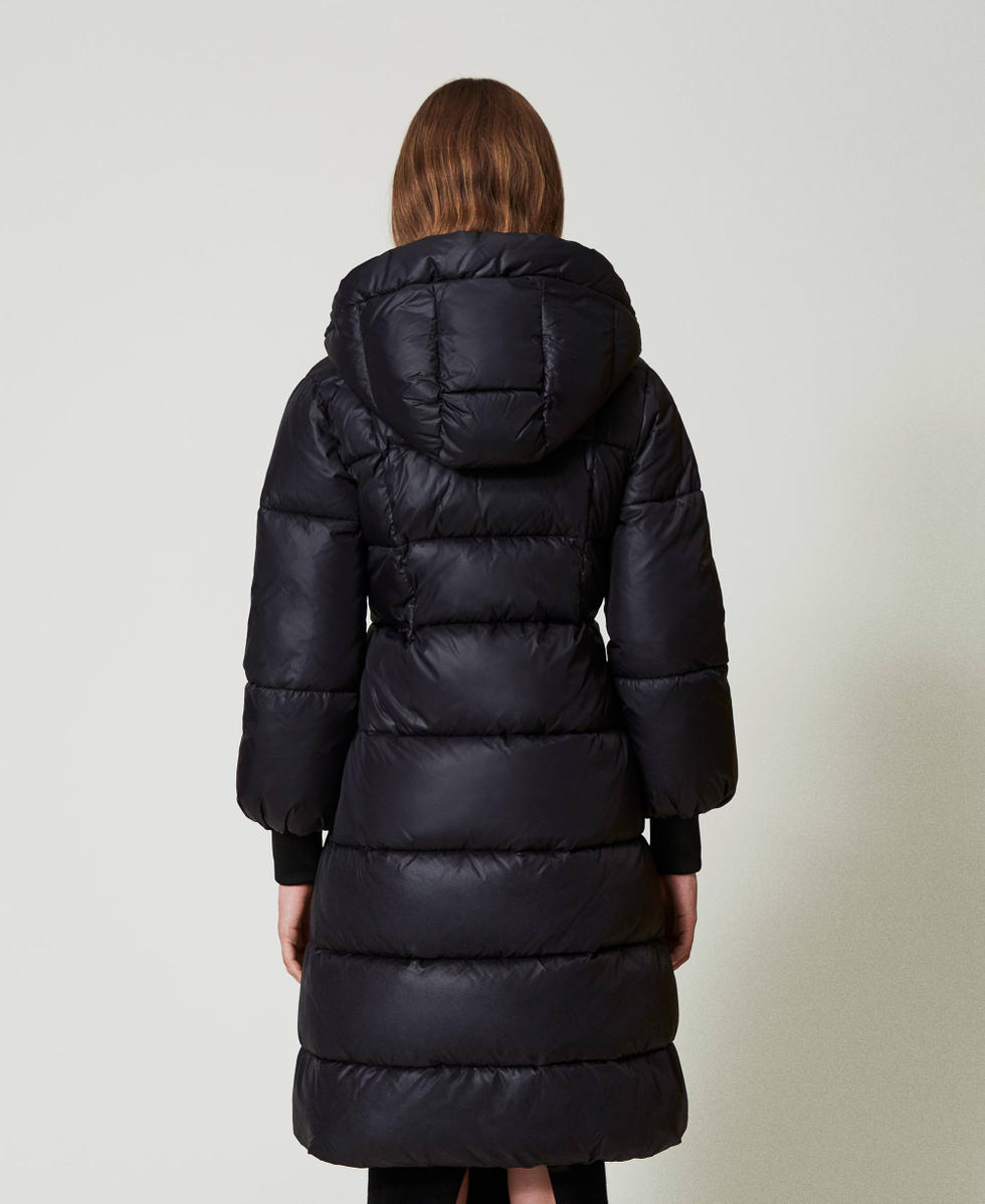 Piumino lungo con cappuccio Nero Donna 242AT2010_00006_03
