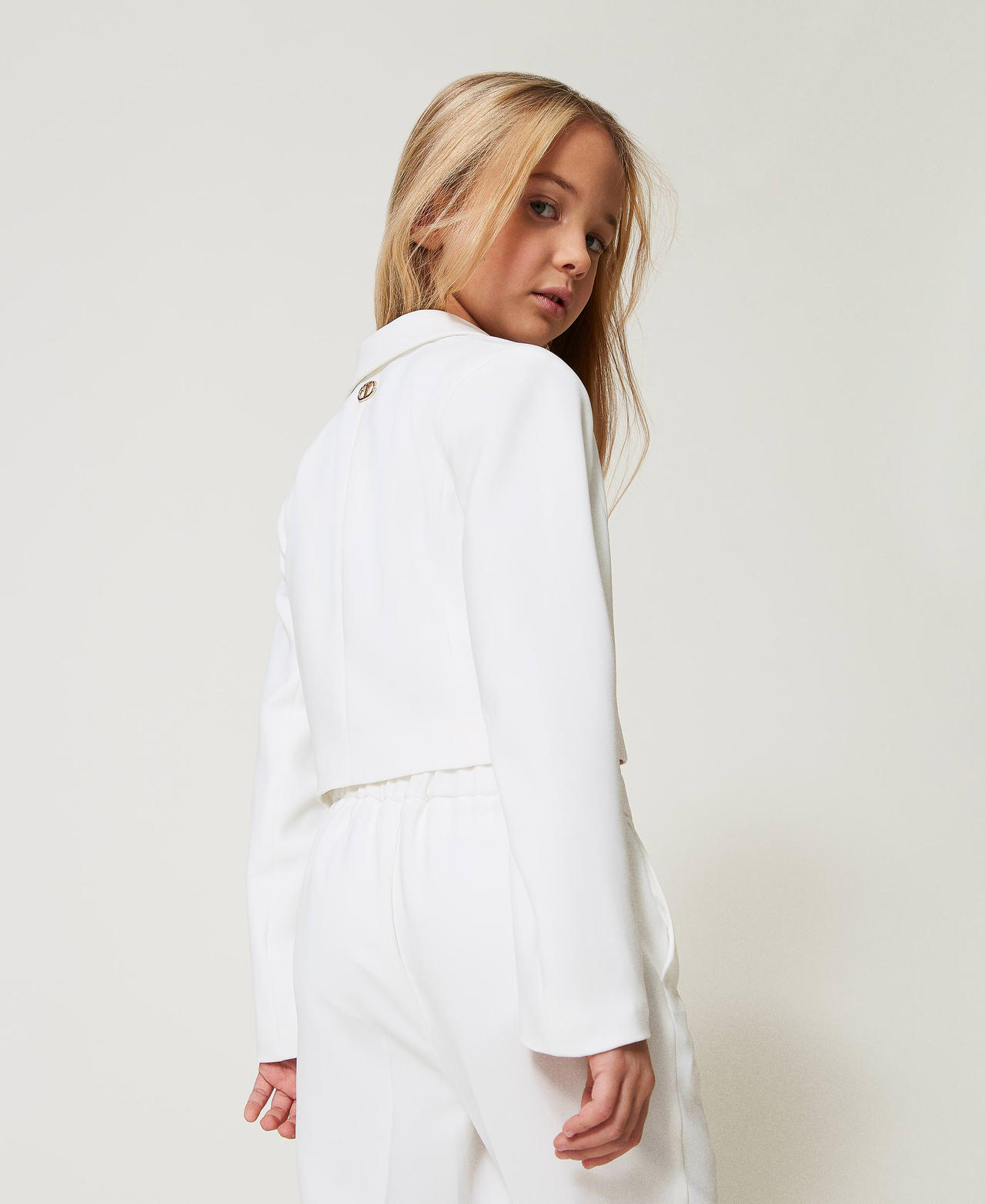 Crêpe Spencer jacket Bicolour "Ice" White / Black Girl 251GJ2QN2_02849_03