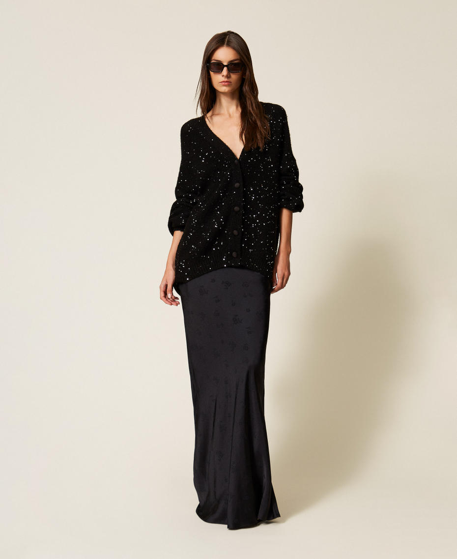 Sequin cardigan Black Woman 252LL3BDD_00006_T0