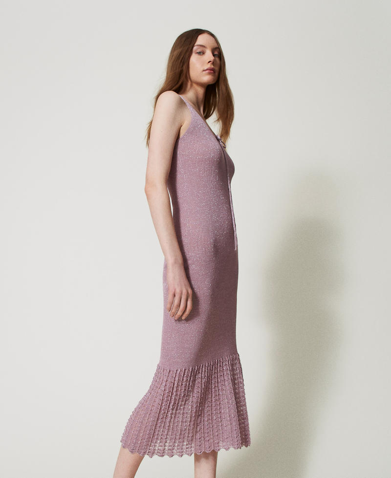 Long linen-blend knit dress Wisteria Lurex Woman 251TT3140_12475_02