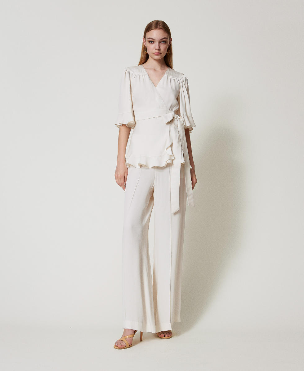 Satin wrap blouse
